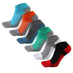 Panegy 6 Paar Zehensocken Herren Baumwolle Sneaker Socken Kurz Atmungsaktiv Sport Socken Laufsocken von Panegy
