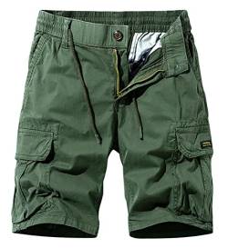 Panegy Cargo Shorts Herren Sommer Shorts Freizeithose Vintage Chino Shorts mit 6 Taschen Dunkelgrün B 38 von Panegy