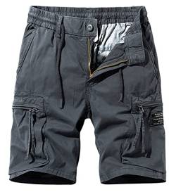 Panegy Cargohose Kurz Shorts mit Elastischem Bund Sommer Bermudas Short für Männger Freizeitshorts Grau A 38 von Panegy