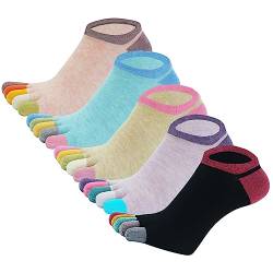 Panegy Damen Zehensocken Stretchy Soft Invisible Toe Separated Socks Cotton Mini Crew Five Finger Low Cut Ankle Socks Breathable No Show Socks Seamless Non Slip Sport Athletic Toe Topper Socks von Panegy