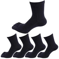 Panegy Herren 5 Paar Atmungsaktiv Zehensocken für Sports und Freizeit, geeignet für Zehenschuhe, aus Baumwolle(85%) und Spandex (Schwarz, 5 Paar) von Panegy