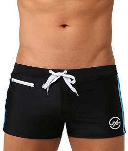 Panegy Herren-Badehose mit Kordelzug, kurze Boxershorts, schnelltrocknend, quadratisches Bein, A Black 1, L von Panegy