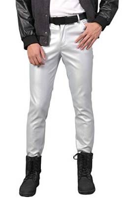 Panegy Herren Lederhose Slim Fit Biker Hose Nacht Club Party PU Leder Lang Hose mit Taschen von Panegy