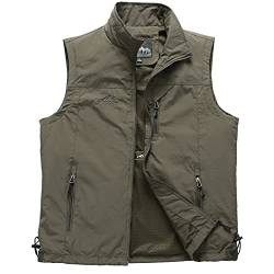 Panegy Herren Outdoor Weste mit Stehkragen Multi-Taschen Waistcoat Jagd Angeln Wandern Funktionsweste von Panegy