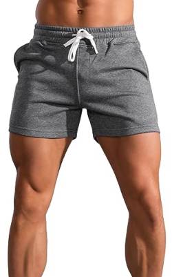 Panegy Herren Running Shorts Casual Sweat Athletic Shorts mit Taschen Drawstring Lounge Sommer Shorts Elastic High Waist Breathable Cotton Sports Shorts Jogger Sweatpants Dark Grey S von Panegy