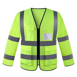 Panegy Herren Sicherheitsjacke Hohe Sichtbarkeit Langarm Jacke Workwear Arbeiten Outerwear von Panegy