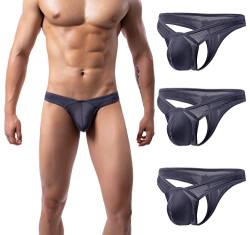 Panegy Herren Slips Niedrigen Taillen String Tanga Luftig Mesh G-String Daily Unterhosen Größe L-3 Stück-Grau von Panegy