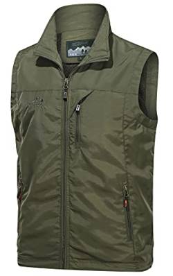 Panegy Herren Softshell Weste Leichte Weste für Männer Schnellstrocknende Outdoorweste Ärmellose Jacke Grün Asien Größe 4XL/ DE 54 von Panegy