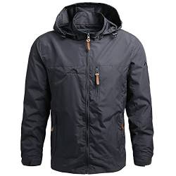 Panegy Herren Softshelljacke mit Abnehmbarer Kapuze Outdoorjacke Robuste Übergangsjacke für Männer Grau Herstellrgröße L/EU 46 von Panegy