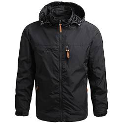 Panegy Herren Softshelljacke mit Abnehmbarer Kapuze Outdoorjacke Robuste Übergangsjacke für Männer Schwarz Herstellrgröße 3XL/ EU 52 von Panegy