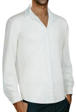 Panegy Herren Spitze Bluse Netzunterhemd Transparent Top Mesh Reizwäsche T-Shirt Sexy Party Clubwear Größe M-Weiß 2 von Panegy