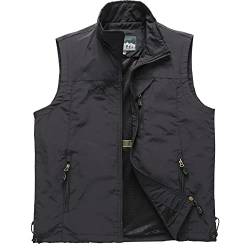 Panegy Herren Stehkragen Outdoor Weste Anglerweste mit Vielen Taschen Atmungsaktiv Freizeitweste Jagdweste Waistcoat von Panegy