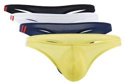 Panegy Herren String Tanga Dünn Eisseide Unterhose Low Rise Bikini Briefs T-Back Slips 4er Pack von Panegy