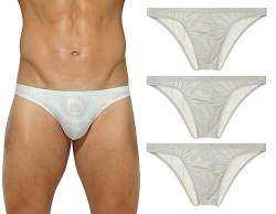 Panegy Herren String Tanga Slips Set Niedrigen Taillen G-String Luftig Glänzend Unterhosen Größe M-A-Weiß von Panegy