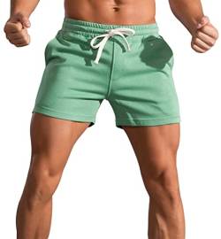 Panegy Herren Sweatshorts Kurze Jogginghose Baumwolle Relaxshorts Atmungsaktive Sport Shorts für Joggen Yoga Training Grün 3XL von Panegy