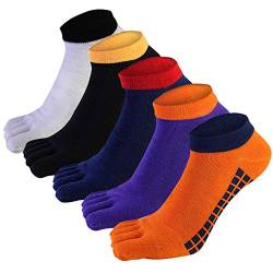 Panegy Herren Zehensocken Kurze Bunte Sneaker Socken Baumwolle Jungen Sport Jogging Socks 5 Paare Größe 39-44 - Kombination 1 von Panegy