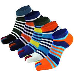 Panegy Herren Zehensocken Kurze Bunte Sneaker Socken Baumwolle Jungen Sport Jogging Socks 5 Paare Größe 39-44 - Kombination 7 von Panegy