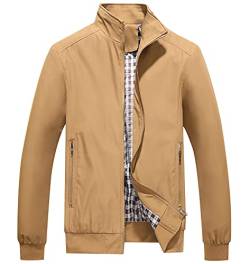 Panegy Herrenjacke Casual Übergangsjacke Leichte Jacke mit Taschen und Reißverschluss Khaki L von Panegy