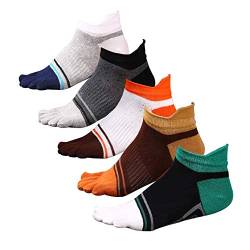 Panegy Low Cut Zehensocken Fünf Finger Socken Männer Baumwolle Mesh Sport Laufende Socken Sneakersocken (Mehrfarbig(5 Paar), One Size) von Panegy