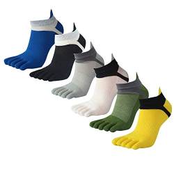 Panegy Männer Fünf Fingerzehensocken Baumwolle Sneaker Socken Kurz Atmungsaktiv Sportsocken Laufsocken 6 paar Mehrfarbig Schwarz von Panegy