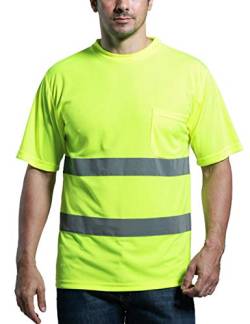 Panegy Reflektierendes Sicherheits-T-Shirt Kurzarm Hohe Sichtbarkeit Tees Tops mit Reflektorstreifen zum Laufen Motorrad Joggen von Panegy