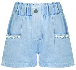 Panegy Shorts für Teenager-Mädchen Sommer Weite Kurze Hose lässig elastischer Bund Jeans Short Mid Waisted Denim Shorts 10-12 Jahre von Panegy