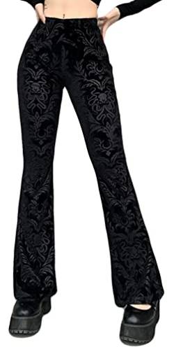 Schlaghose für Frauen Stretchige Sexy Spitze Schlaghose Leggings Glitzernde Schlaghose Pailletten Hippie Hose Klassische Schlaghose Leggings Hose Schwarz L von Panegy