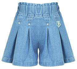 Shorts für Teenager-Mädchen Plissee-Rock Shorts Sommer Weite Kurze Hosen Lässig Elastischer Bund Jeans Kurz 10-12 Jahre von Panegy