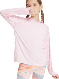 Sportlicher Kapuzenpullover für Kinder Langarm UPF50+ Dünner Reißverschluss Weiches Laufshirt Jungen Mädchen Outdoor Freizeit Shirts Sonnenschutz Leichte Jacke Rosa 9-10 Jahre von Panegy