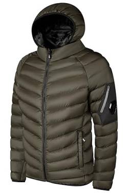 Wintermäntel für Männer Fleece Winddichte Jacke Outdoor Wandern Windbreaker Kleidung mit Kapuze Leichte Warme Packbare Daunenjacke Grün von Panegy