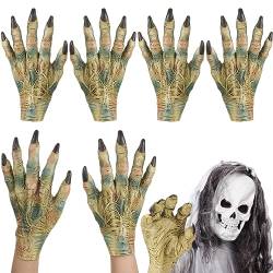 Panitay 2 Paar Halloween Kostüm Handschuhe Cosplay Party Requisiten Zombie Hände Handschuhe für Männer Frauen Halloween Party, Grün , Medium von Panitay