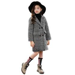 Mädchen Duffle Mantel Hahnentritt Kinder Trenchcoat Parka Girl Winterjacke Double-breasted Outwear Oberbekleidung Retro Übergangsjacke Oldschool Coat 3-11 Jahre Mädchen (140 / herstellergröße 150#) von PanpanBox