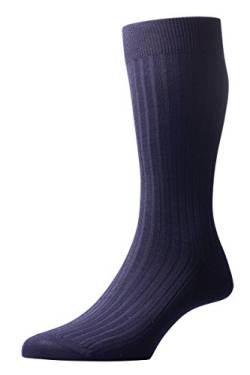 Pantherella Navy Danvers Rib Baumwolle Lisle Socken - X Groß von Pantherella