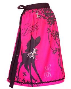Schürzenliesl, Designer Dirndl Schürze Bambi auf Pink, Strassbambi, Paillettenborte (60cm) von PantoffelDIVA , Schürzenliesl