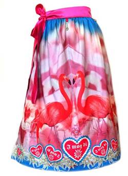 Schürzenliesl, Designer Dirndl Schürze Flamingo, Strasskrone,Strass Blume, Herz Nieten im Motiv (60cm) von PantoffelDIVA , Schürzenliesl