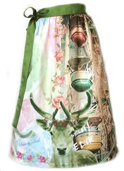 Schürzenliesl, Designer Dirndl Schürze Riesenrad, rose grün blau, Strasskrone, (60cm) von PantoffelDIVA , Schürzenliesl