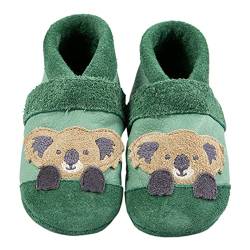 Pantolinos Koala Krabbelschuhe aus Ökoleder Made in Germany Lauflernschuhe als Geschenk für Jungen & Mädchen Babyschuhe aus Leder weiche Lederpuschen Schlupfschuhe Hausschuhe Grün Gr.24/25 von Pantolinos