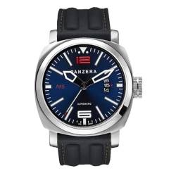 Panzera Aquamarine Diver Automatik Edelstahl Blau Datum Schwarz Silikon Herren Uhr von Panzera