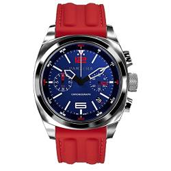 Panzera Aquamarine Quarz Chronograph Stahl Blau Rot Datum Silikon Saphir Uhr Herren von Panzera