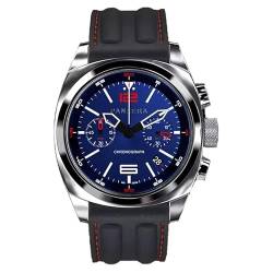 Panzera Aquamarine Quarz Chronograph Stahl Datum Silikon Schwarz Blau Saphir Uhr Herren, Gurt von Panzera