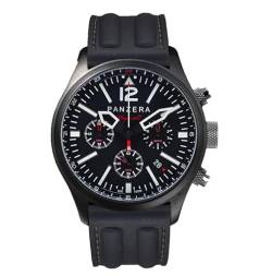 Panzera Flieger 46 Chronograph Automatik Stahl IP Schwarz Silikon Pilot Datum Herren Uhr von Panzera