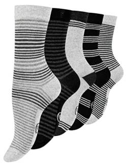Paolo Renzo 5 Paar Süße Damensocken & Mädchensocken Geringelt Damen Socken mit Hohem Baumwollanteil Größe 39/42 Grautöne von Paolo Renzo