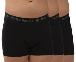 Paolo Renzo Fitted Boxershorts Herren Hipster 12er Pack Retroshorts Unterwäsche Unterhosen Mann Weiche Baumwolle Größe M Schwarz von Paolo Renzo