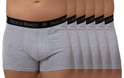 Paolo Renzo Fitted Boxershorts Herren Hipster 6er Pack Retroshorts Unterwäsche Unterhosen Mann Weiche Baumwolle Größe L Dunkelgrau von Paolo Renzo