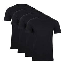 Paolo Renzo Rundhals Basic T-Shirt O-Neck 4 Stück Shirt mit Rundhalsausschnitt aus 100% Baumwolle Einfarbig Größe 3XL Schwarz von Paolo Renzo