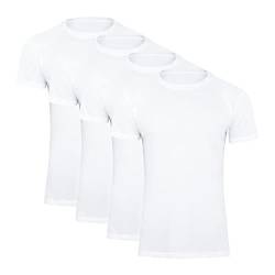 Paolo Renzo Rundhals Basic T-Shirt O-Neck 4 Stück Shirt mit Rundhalsausschnitt aus 100% Baumwolle Einfarbig Größe L Weiß von Paolo Renzo