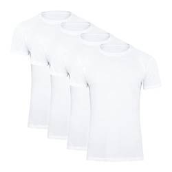 Paolo Renzo Rundhals Basic T-Shirt O-Neck 4 Stück Shirt mit Rundhalsausschnitt aus 100% Baumwolle Einfarbig Größe XXL Weiß von Paolo Renzo