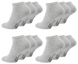 Paolo Renzo Sneaker Socken Damen & Herren aus Baumwolle 12 Paar Unisex Sneakersocken Kurze Socken OEKO-TEX Standard 100 Größe 39/42 Grau von Paolo Renzo