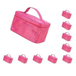 Kosmetiktasche, Aufbewahrung, Kulturbeutel, Brief, große Kapazität, multifunktional, Handtasche, Koffer, Geschenk, für Damen, Rosenrot, 10er-Set (Rosarot), Rosa, Siehe Beschreibung von Paowsietiviity