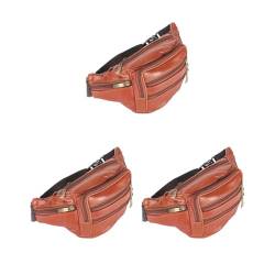 Leder-Brusttasche, modische Hüfttasche, Einkaufstasche, Handygeldbörse, Herren, Bauchtasche, mehrere Taschen, verstellbarer Gürtel, Reisetasche, Rot, Braun, 3er-Set (rotbraun), Red Brown, Siehe von Paowsietiviity